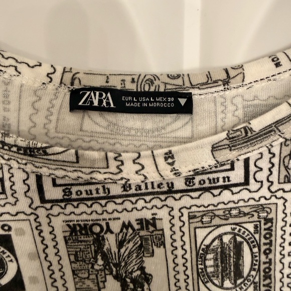 Zara Monochrome Graphic Top - Picture 2 of 3